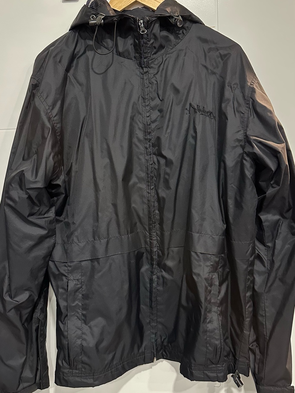 Lightweight Men's Black Hooded Windbreaker Jacket